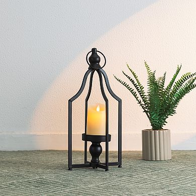 Glitzhome 16.50"H Modern Farmhouse Black Metal Lantern