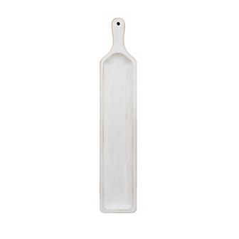 Parisloft Long Narrow Wood Tray, Farmhouse Wood Display Tray, White, 23.6"L