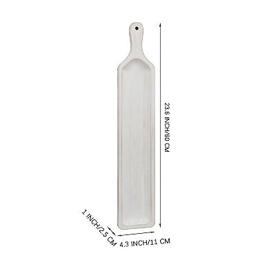 Parisloft Long Narrow Wood Tray, Farmhouse Wood Display Tray, White, 23.6"L