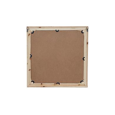 Parisloft Square Wood Wall Mirror -23.6 x 23.6 Inches, Rustic Brown