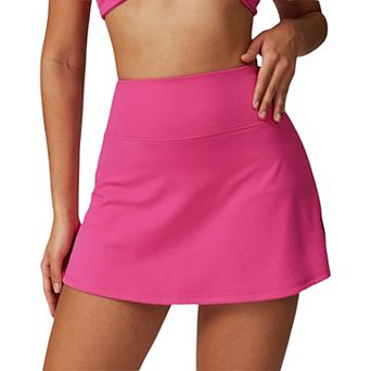 Women's High Waist Athletic Skort with Built-In Shorts and Side Slit