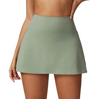 Women's High Waist Athletic Skort with Built-In Shorts and Side Slit