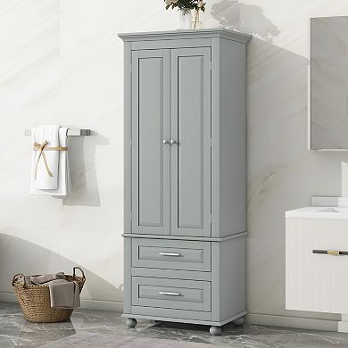 Merax Tall Storage Cabinet with Two Drawers for Bathroom