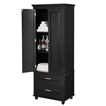 Merax Tall Storage Cabinet with Two Drawers for Bathroom