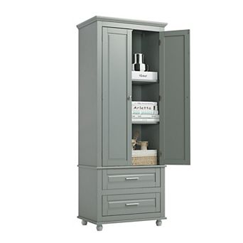 Merax Tall Storage Cabinet with Two Drawers for Bathroom