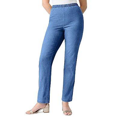 Roaman's Women's Plus Size Petite Plus Size Comfort Stretch Straight Leg Jean