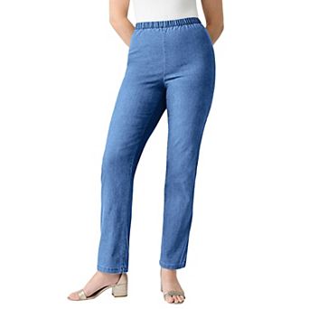 Roaman's Women's Plus Size Petite Plus Size Comfort Stretch Straight Leg Jean