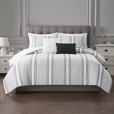 Modern Threads Kira 5-Piece Jacquard Comforter Set with Decorative Throw Pillows