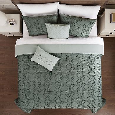 Modern Threads 5-Piece Jacquard Comforter Set with Decorative Throw Pillows
