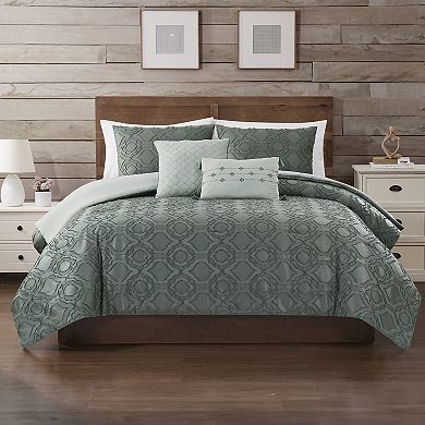 Modern Threads 5-Piece Jacquard Comforter Set with Decorative Throw Pillows