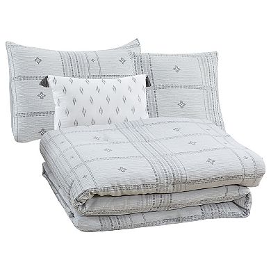Modern Threads Elena 5-Piece Jacquard Comforter Set with Decorative Throw Pillows
