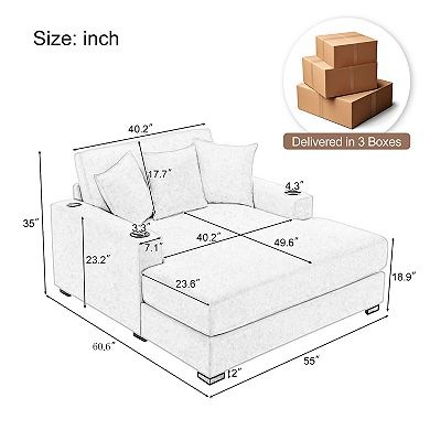 Merax 55" Oversized Chaise Lounger Modern Style Sofa Couch