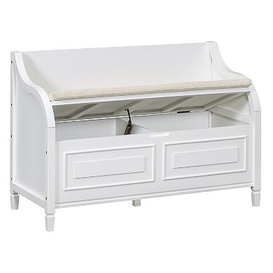 Merax Rustic Style Solid wood Entryway Multifunctional Storage Bench with Safety Hinge