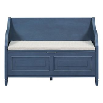 Merax Rustic Style Solid wood Entryway Multifunctional Storage Bench with Safety Hinge