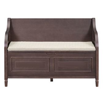 Merax Rustic Style Solid wood Entryway Multifunctional Storage Bench with Safety Hinge