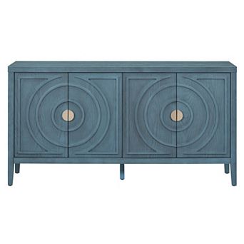 Merax Retro Sideboard door with Circular Groove Design Round Metal Door Handle for Entrance