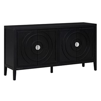 Merax Retro Sideboard door with Circular Groove Design Round Metal Door Handle for Entrance