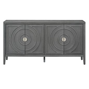 Merax Retro Sideboard door with Circular Groove Design Round Metal Door Handle for Entrance