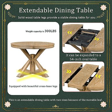 Merax Retro Style Dining Table Set with Extendable Table and 4 Upholstered Chairs