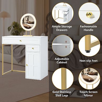 Makeup Vanity Desk with Lighted Mirror