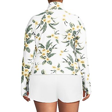 Plus Size Lands' End Long Sleeve Quarter Zip UPF 50 Swim Top