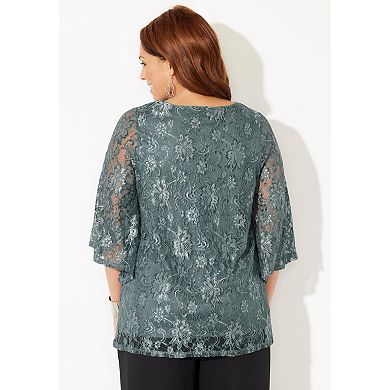 Catherines Women's Plus Size Allover Lace Blouse