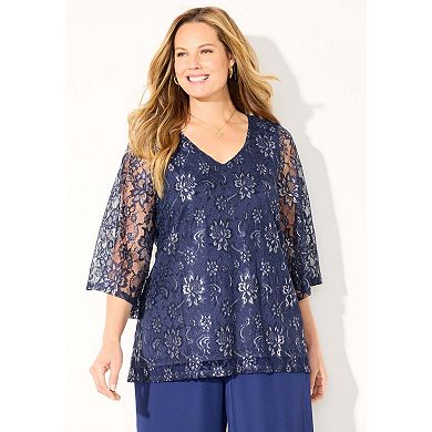 Catherines Women's Plus Size Allover Lace Blouse