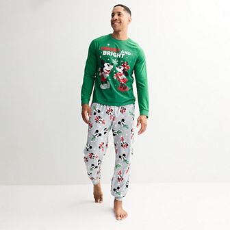 Men's Jammies For Your Families® Disney's Mickey & Minnie Mouse Merry And Bright Pajama Top & Pajama Bottoms Set