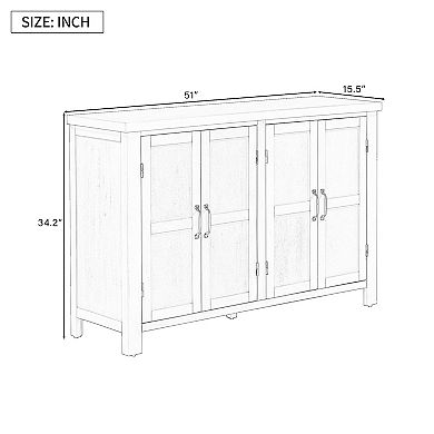 Merax 4-Door Storage Sideboard with Adjustable Shelves and Retro Atimon Handles