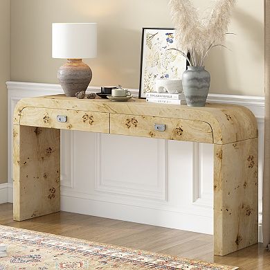 Merax Modern Entryway Table with Burl Wood Veneer