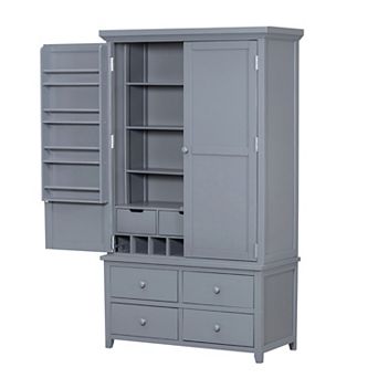 Merax Freestanding Large Kitchen Pantry Wooden Kitchen Storage Cabinet Cupboard