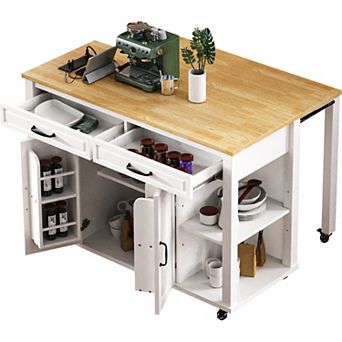 Merax Kitchen Island with Extendable Dining Table