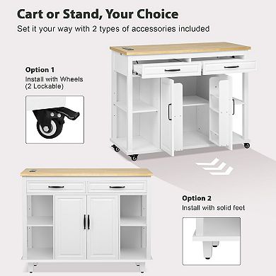 Merax Kitchen Island with Extendable Dining Table