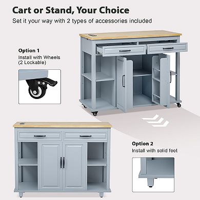 Merax Kitchen Island with Extendable Dining Table