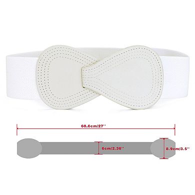 Women's Elastic Waist Belt Interlock 8-shaped Faux Leather Stretchy Dress Belts