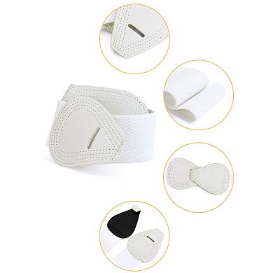 Women's Elastic Waist Belt Interlock 8-shaped Faux Leather Stretchy Dress Belts