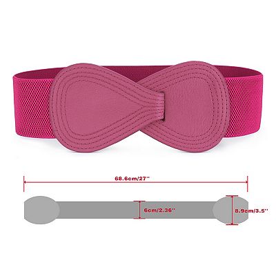 2Pcs Women Elastic Dress Belts Interlock Buckle Strethy Waist Belt for Dress