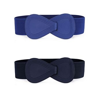 2 pc Women Elastic Dress Belts Interlock Buckle Strethy Waist Belt for Dress