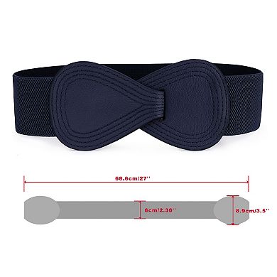 2Pcs Women's Stretchy Waist Belt 8-shaped Faux Leather Elastic Dress Belts