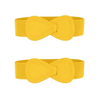 2 pc Interlock 8-shaped Buckle Elastic Faux Leather Stretch Waist Belt for Lady