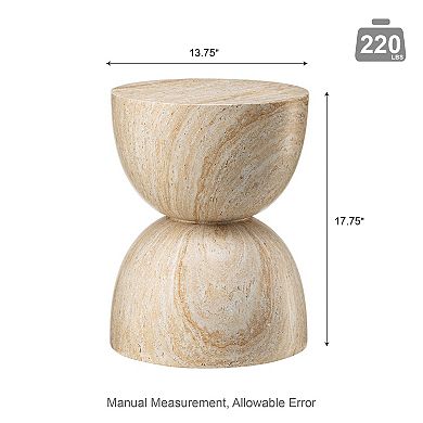 Glitzhome 17.75"H MGO Hourglass-Style Faux Travertine Garden Stool