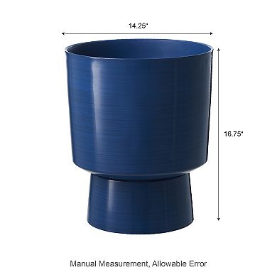 Glitzhome 16.75"H Set of 2 Cobalt Blue Faux Ceramic Urn Plastic Planter