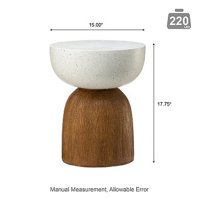 Glitzhome 17.75"H MGO Geometric Faux Terrazzo and Wood Texture Garden Stool