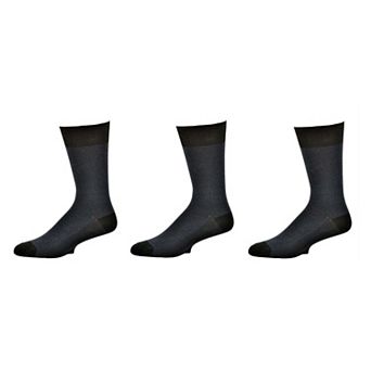 Men's Rayon Dark Herringbone Crew 3 Pr. Pack Socks