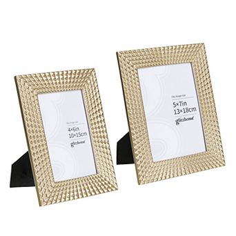 Glitzhome Set of 2 Modern Gold Resin Tabletop Picture Frames