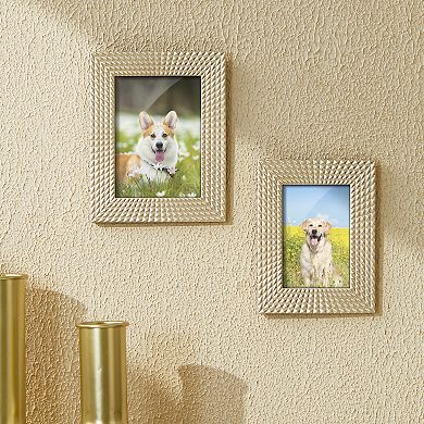Glitzhome Set of 2 Modern Gold Resin Tabletop Picture Frames