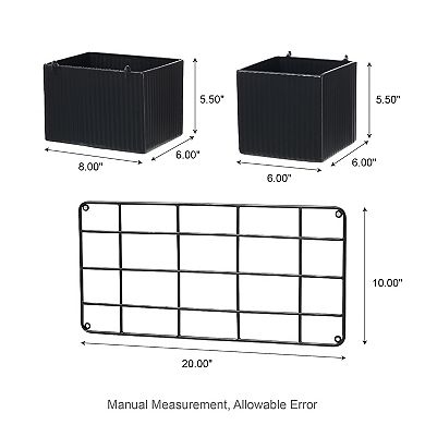 Glitzhome 20''L Black Metal Vertical Wall Planters, Planter Stands