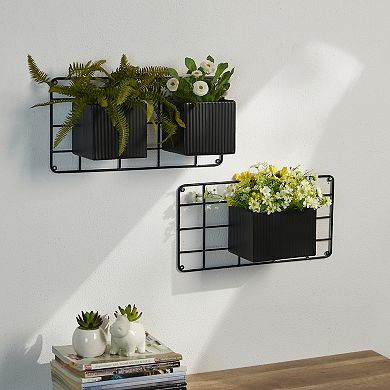 Glitzhome 20''L Black Metal Vertical Wall Planters, Planter Stands