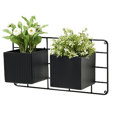 Glitzhome 20''L Black Metal Vertical Wall Planters, Planter Stands