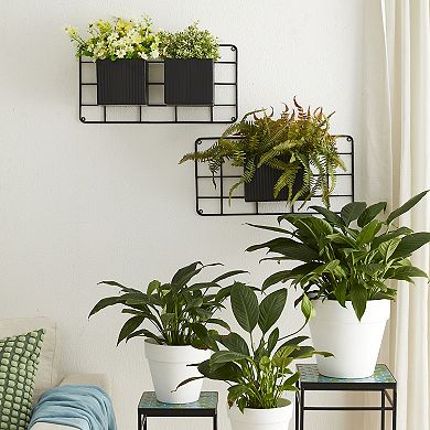 Glitzhome 20''L Black Metal Vertical Wall Planters, Planter Stands